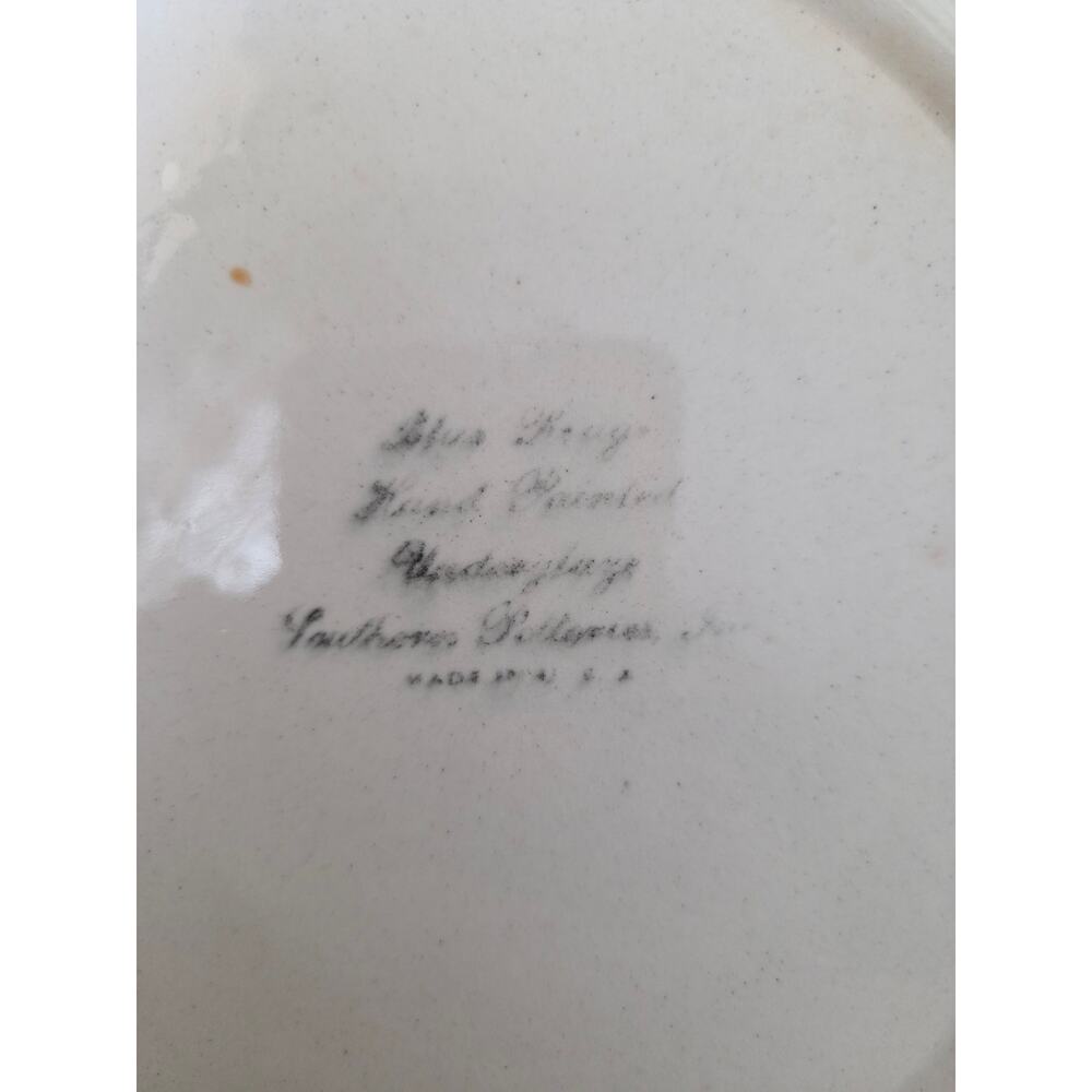 Blue Ridge Southern Pottery Fruit Pattern Dinner Plates Yellow Coral Border - Picture 5 of 6